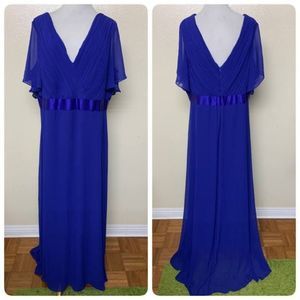 Ever-Pretty MTB/Groom Plus Sz V-Neck Flutter Sleeve Chiffon Gown 16 Royal Blue